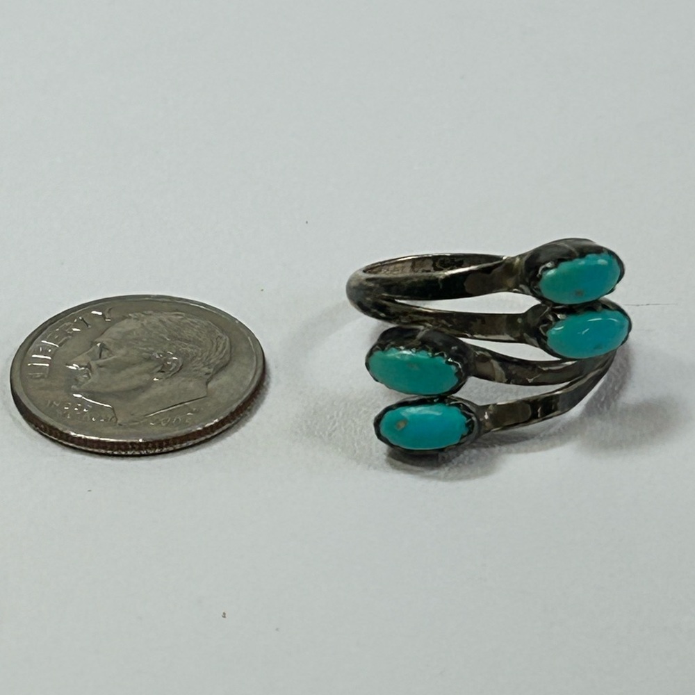 Native Vintage Turquoise Adjustable Ring Sterling… - image 4